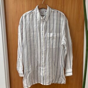 Madewell White and Blue Striped Casual Shirt